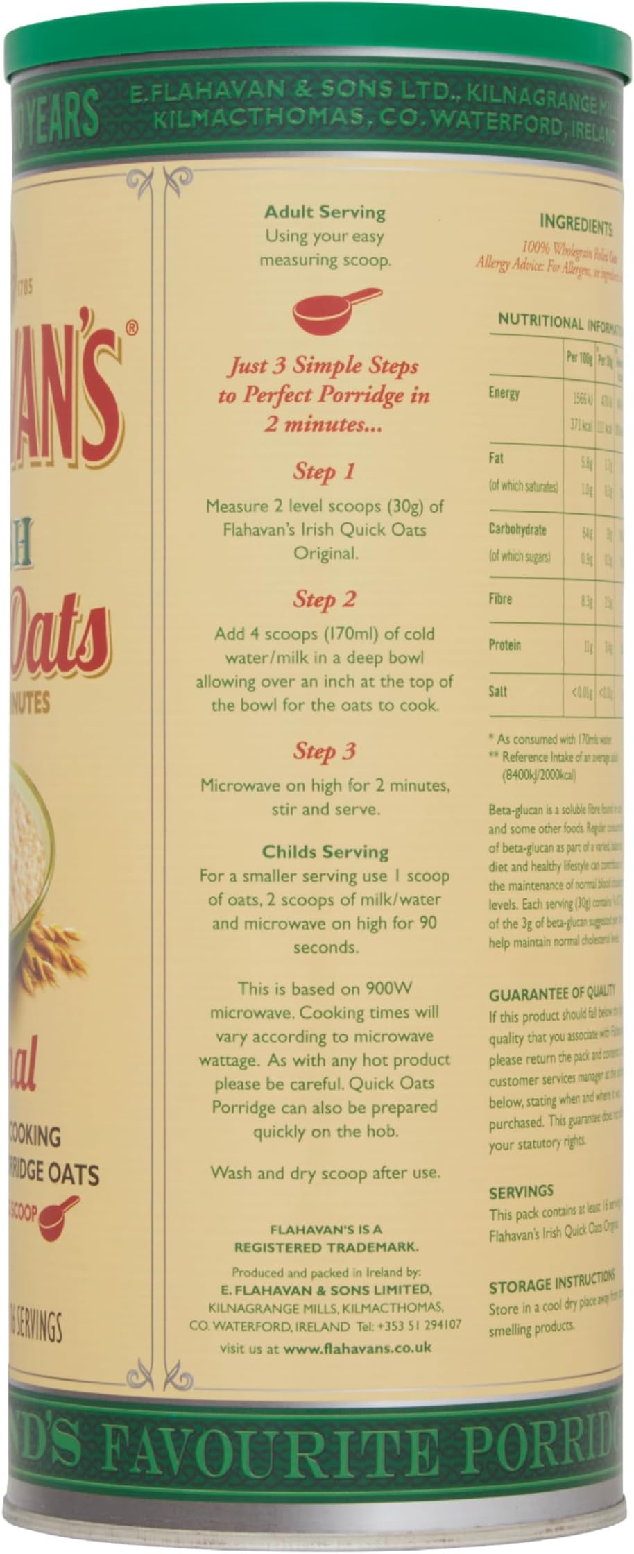 Flahavans Irish Quick Oats 500g