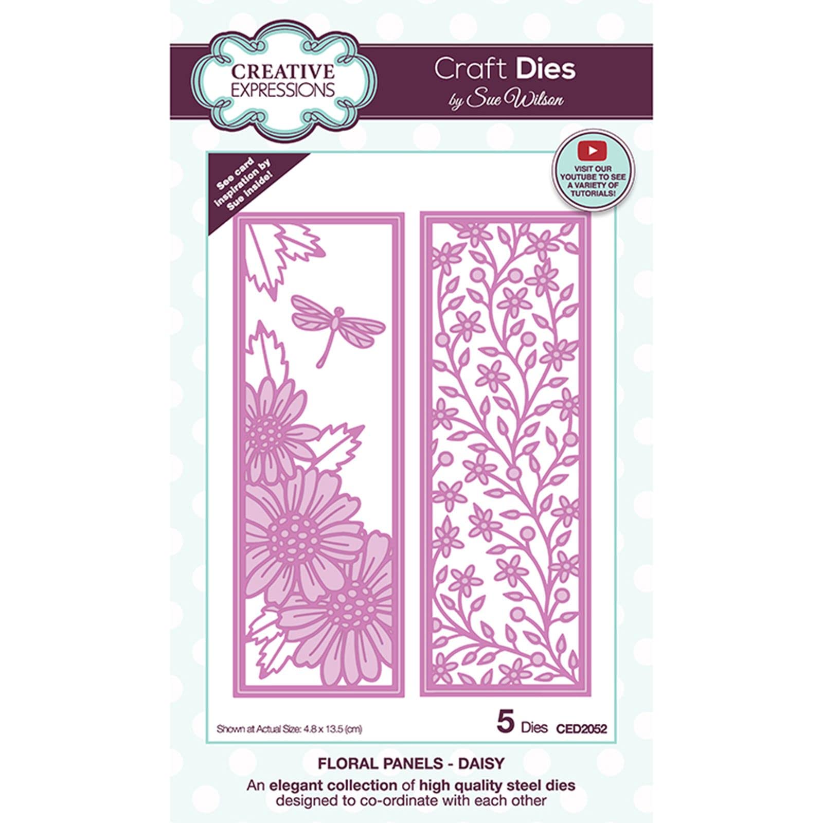 Creative Expressions Sue Wilson-Floral Panels-Sunflower-Craft Die, Metal, Size Die Size 4.8 x 13.5 cm CED2052