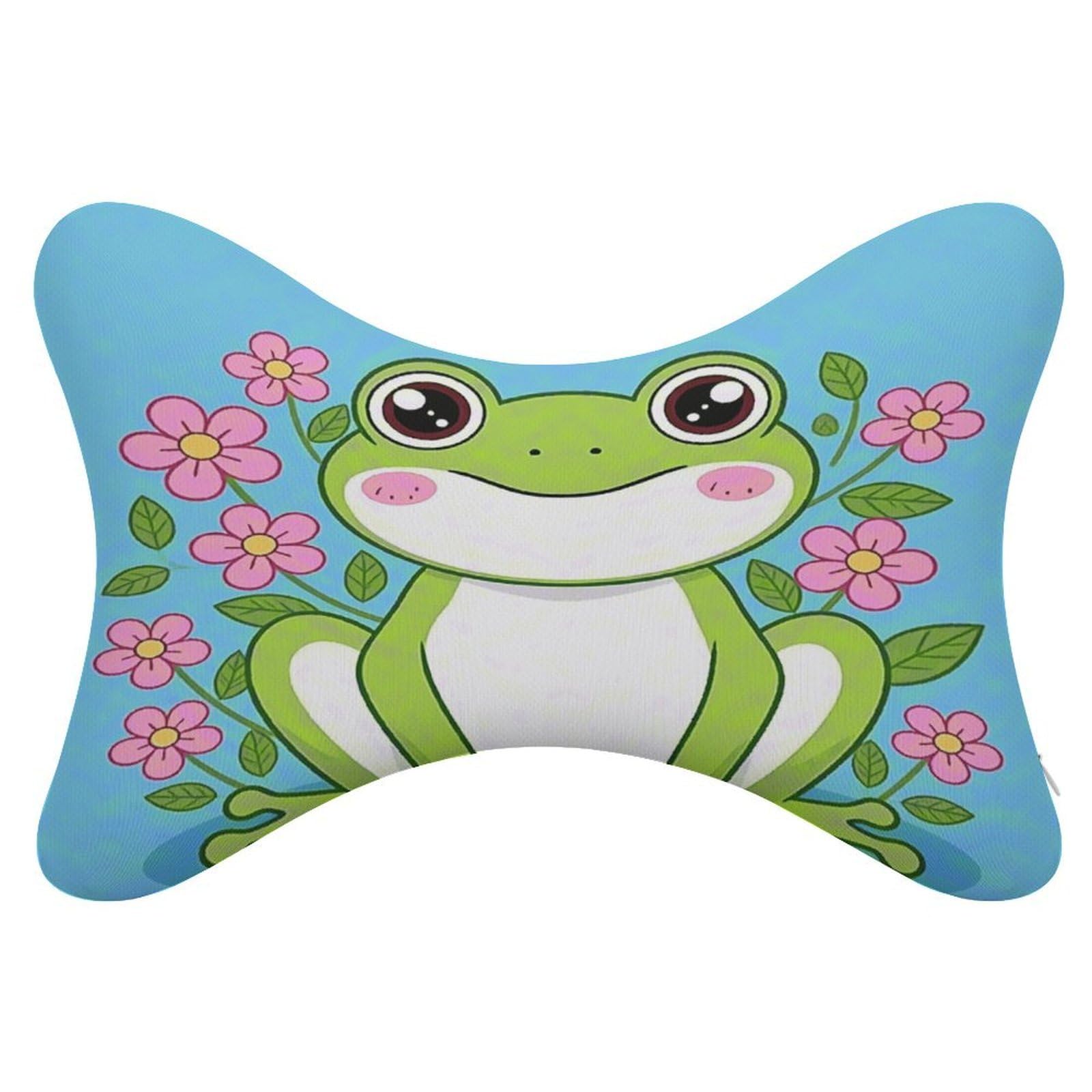 VstaDank Frog Car Pillow Soft Car Neck Pillow Breathable Dog Bone Shaped Travel Neck Pillows Washable Removable All-Season Universal Cars Head Rest Pillows