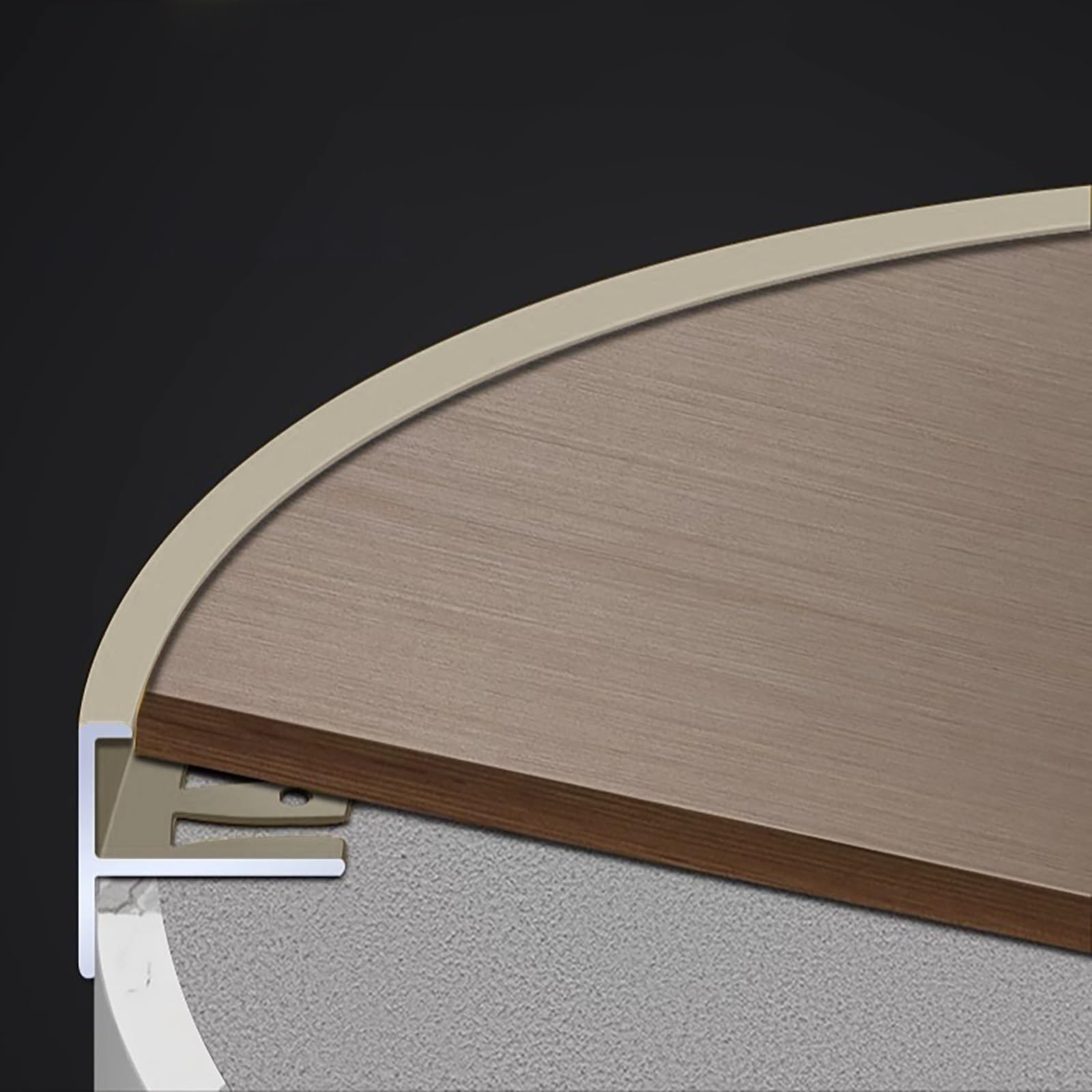 2 Pezzi F-Shape Flexible Tile Rail - Profilo Sicuro Per Bordi Scale Da 135cm - Protezione Durevole Per Gradini In Piastrelle E Legno, Maggiore Stabilità E Sicurezza Per Famiglie(Champagne,Höhe