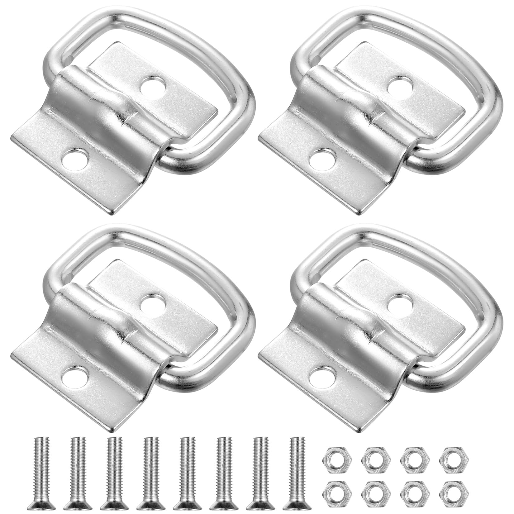 4 Set D Rings Heavy Duty Tie Down Anchors, Tie Downs Ring Hook Lashing Rings, Mounting Lashing Eyelets for Securing Loads in Cars Trailer Truck Motorcycle Boat Cargo Van Kayak Anchors Hooks