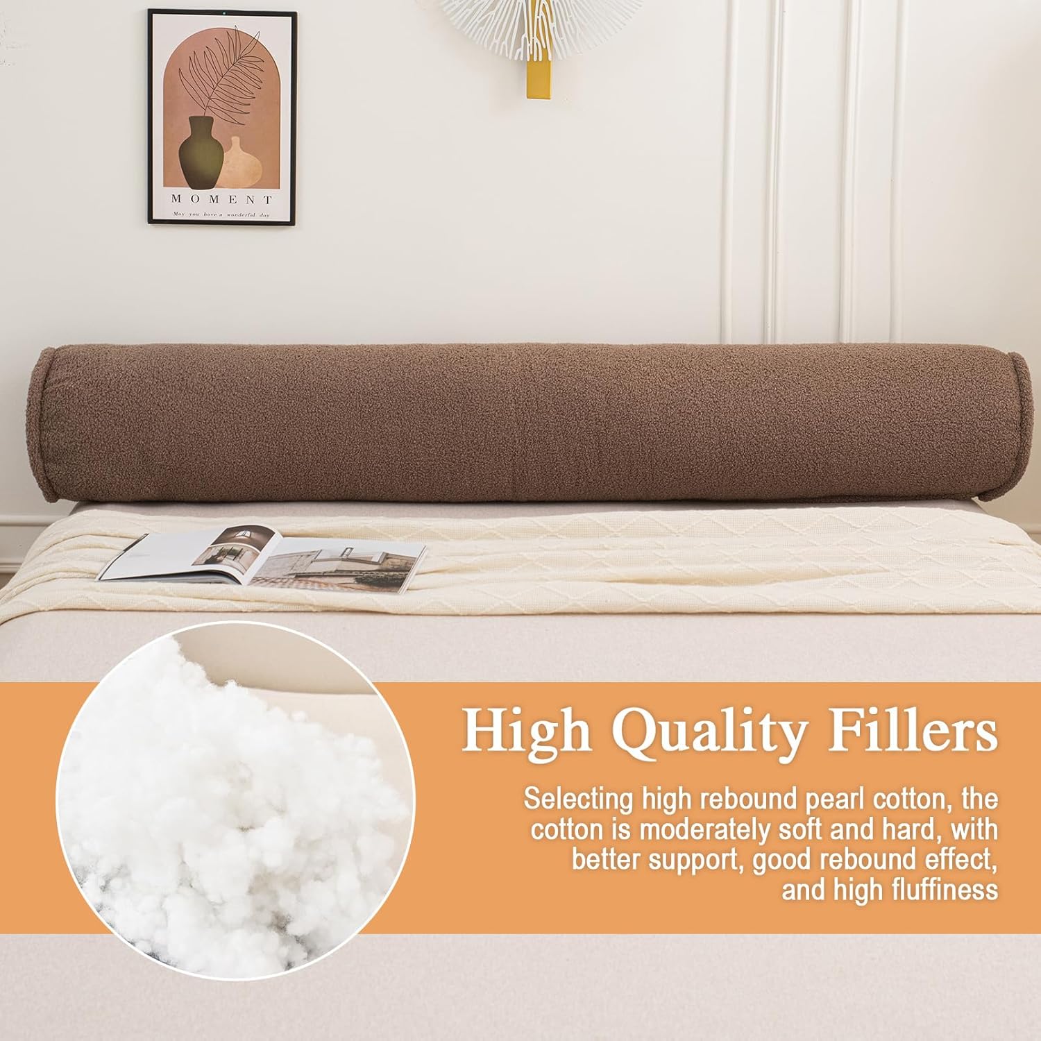 Konelia Body Pillows for Adults Neck roll Pillow for Sleeping Bolster Bed Pillow Decorative Cervical Long Cylinder Pillows for Knee Leg Neck, Coffee, 39.4"x7.9"