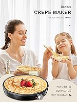 Vista 7 de Reemix - Máquina para hacer crepas, plancha compacta para panqueques, control de temperatura preciso, plancha eléctrica antiadherente de 12
