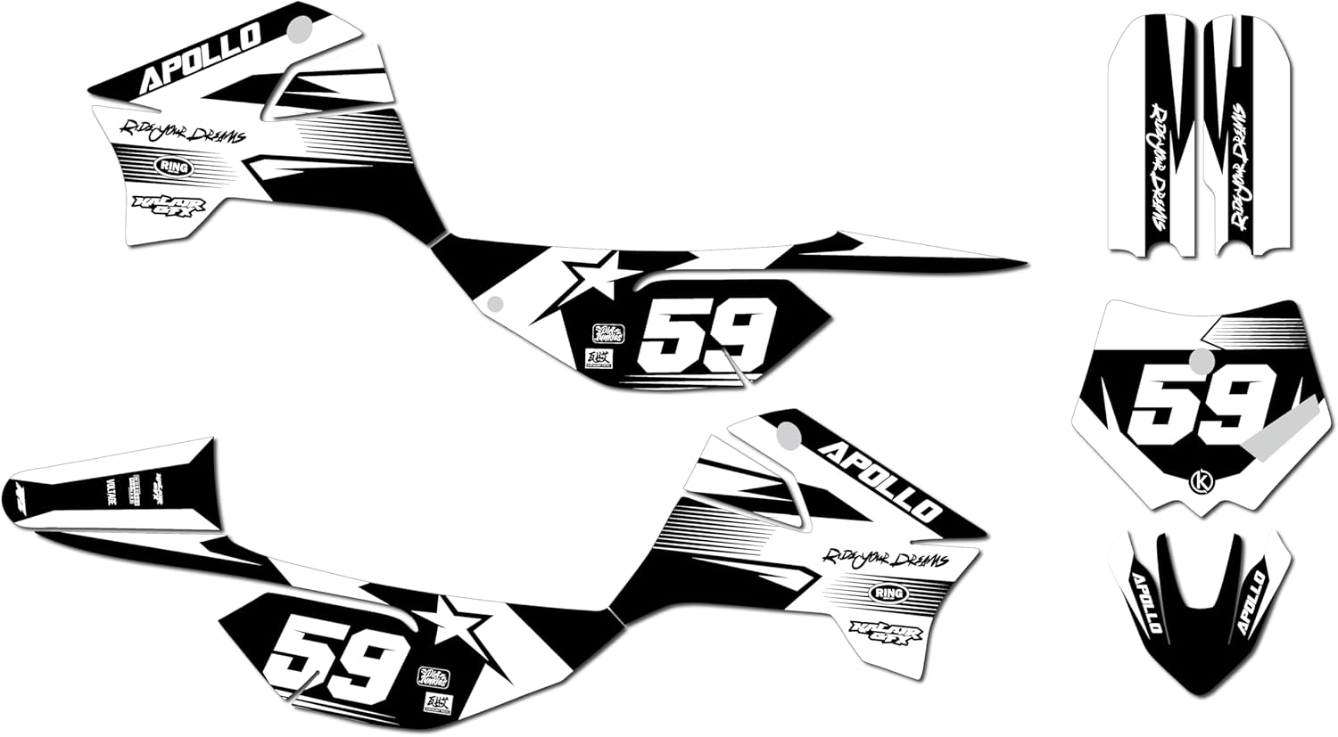 Graphics Kit for Apollo RFZ X4-X6 X14-X19 (All Years) Flux Series Red-Shift 9 Mil - Easy Go - Dirt Pit Bike Motorcycle Sticker, Dirtbike Racing Decal Motocross Accessories no-Plastics
