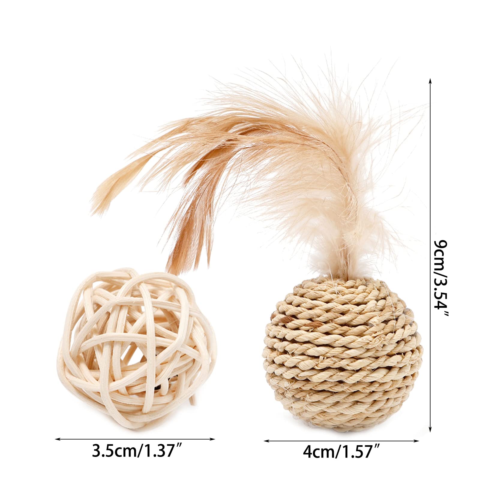 Amazon.com : Cute Small Rattan-Ball Cat Toy Built-in-Bell Feather