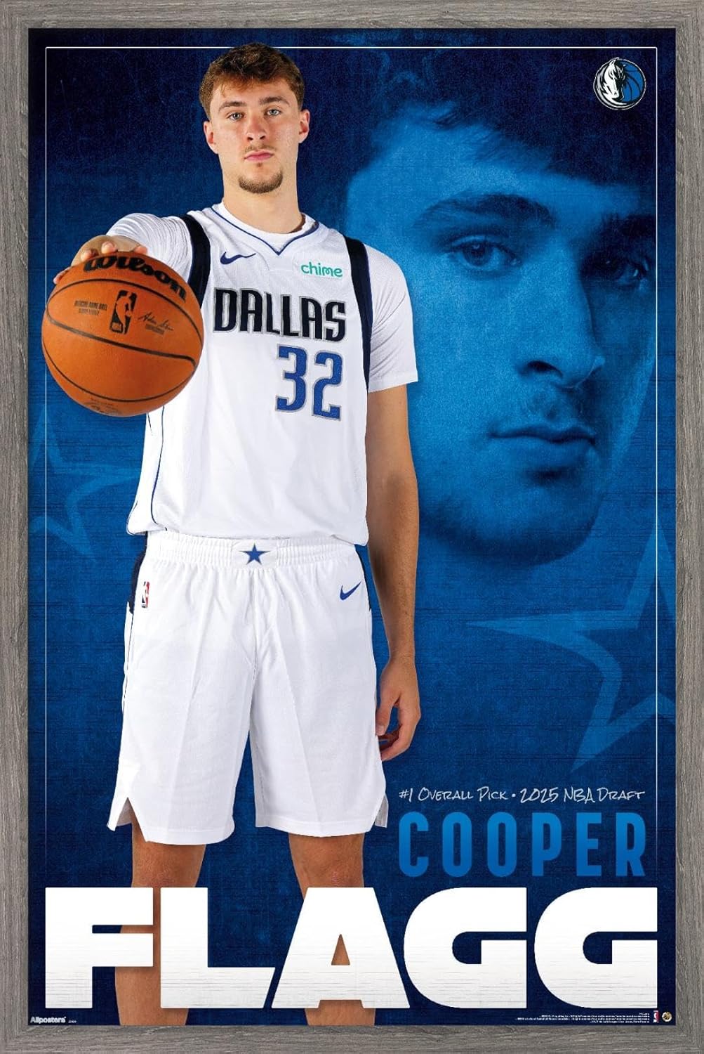 NBA Dallas Mavericks - Cooper Flagg 25 Wall Poster, 34L" x 22.4W", Premium Poster & Clip Bundle