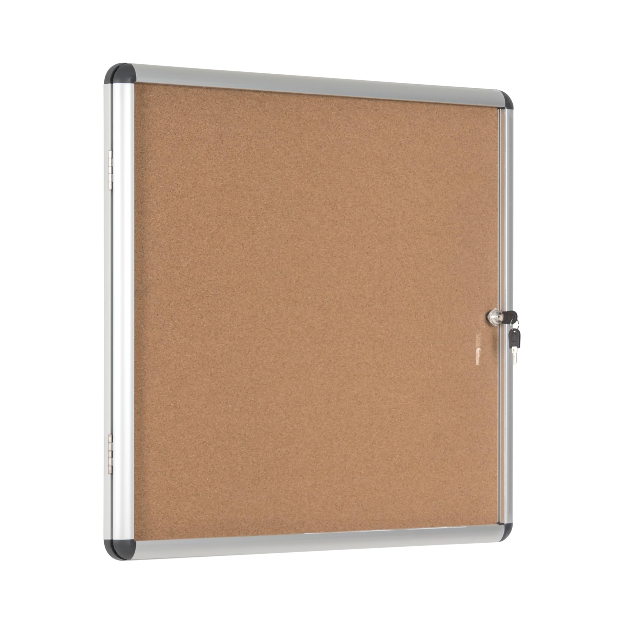 Bi-Office Enclore - Vitrina de interior de Corcho para 6 Hojas A4, con Puerta de Aluminio y Cerradura, 720 x 674 mm