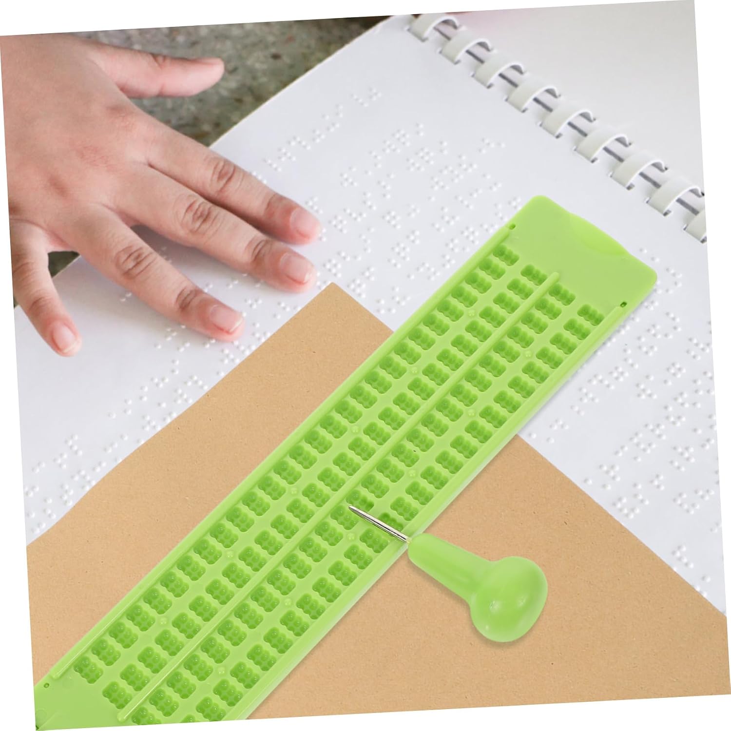 Braille Writing Board Blind Accessory Lines Plastic Braille Kit Stylus for Impaired Learning