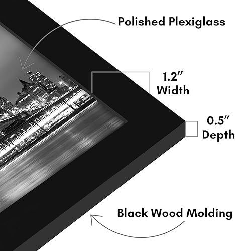 Vista 1108 de Americanflat - Marco para póster de 71 x 74 cm con plexiglás pulido, portarretratos negro de madera industrializada, Epic Collection, marco ancho