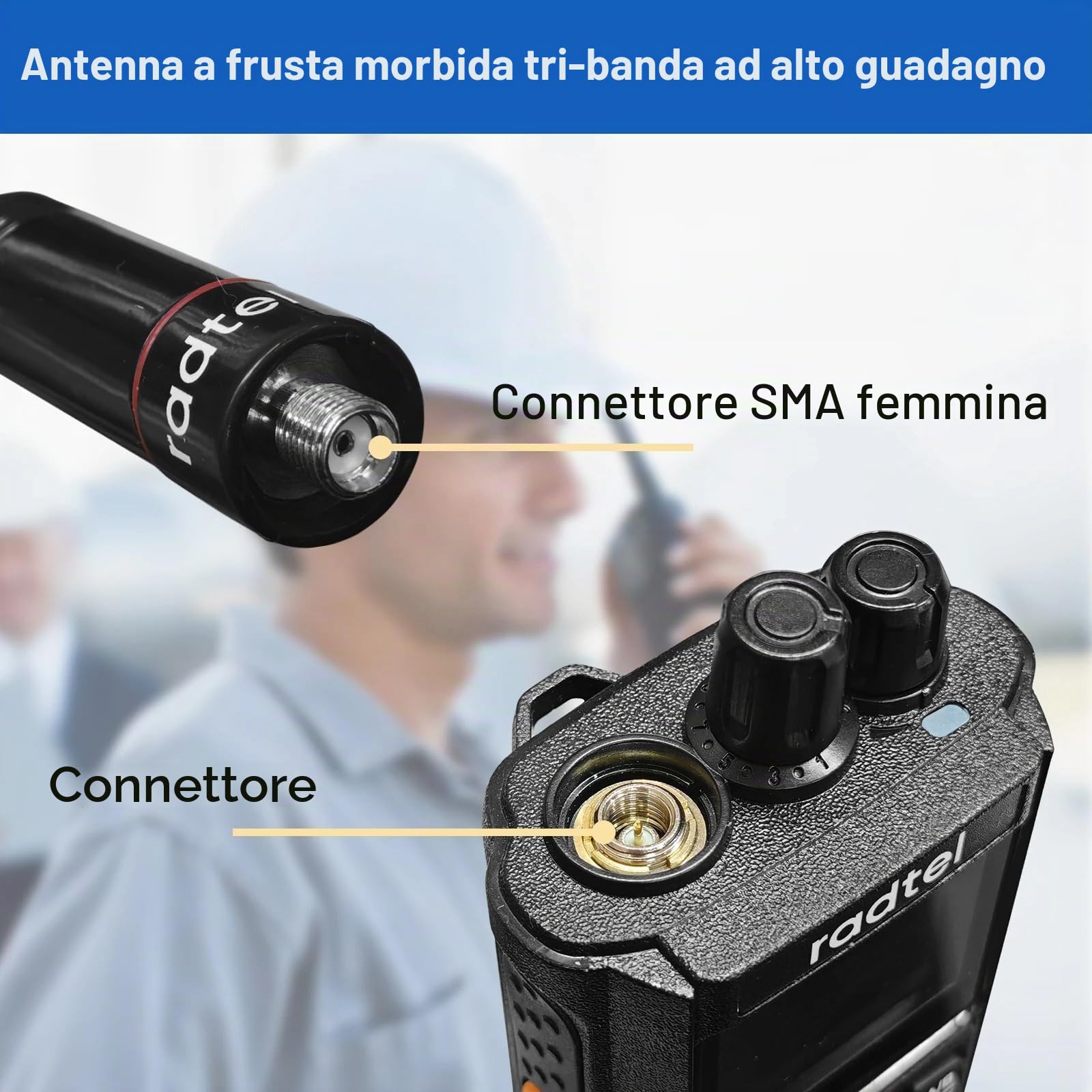 Radtel Tri-Band Flex-Antenne RHD-771S 144//220/430Mhz 35cm/13,7 Zoll SMA-Buchse Faltbare weiche Antenne kompatibel mit Baofeng radtel RT-900 RT-920 RT-860 RT-880 RT-950 Radios