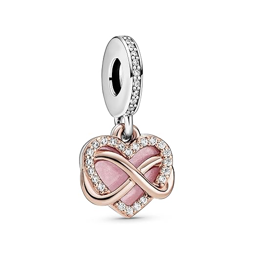 PANDORA Sparkling Infinity Heart Dangle Charm Bracelet Charm Moments Bracelets - Stunning Women's Jewelry - Made Rose, Sterling Silver, Cubic Zirconia & Enamel