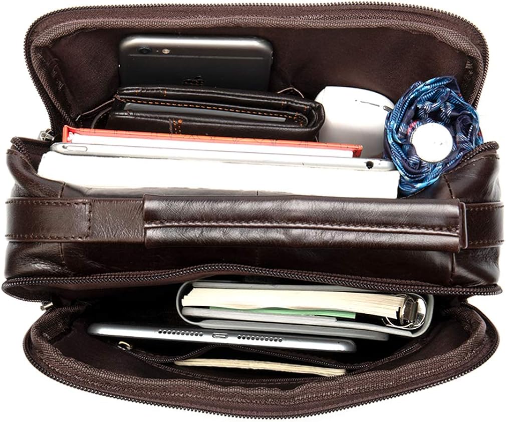 Miniatura 7 de Bolso de hombro pequeño de cuero para hombres y mujeres, para viajes al aire libre, negocios