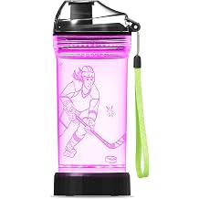 OkiyiD Hockey Gifts for Girls, Light Up Kids Water Bottle,Ice Hockey Accessories for Girls Sport Cup with 3D Glowing LED Light - 14 OZ Tritan BPA-Free - Gifts for School, Camping, and Holidays