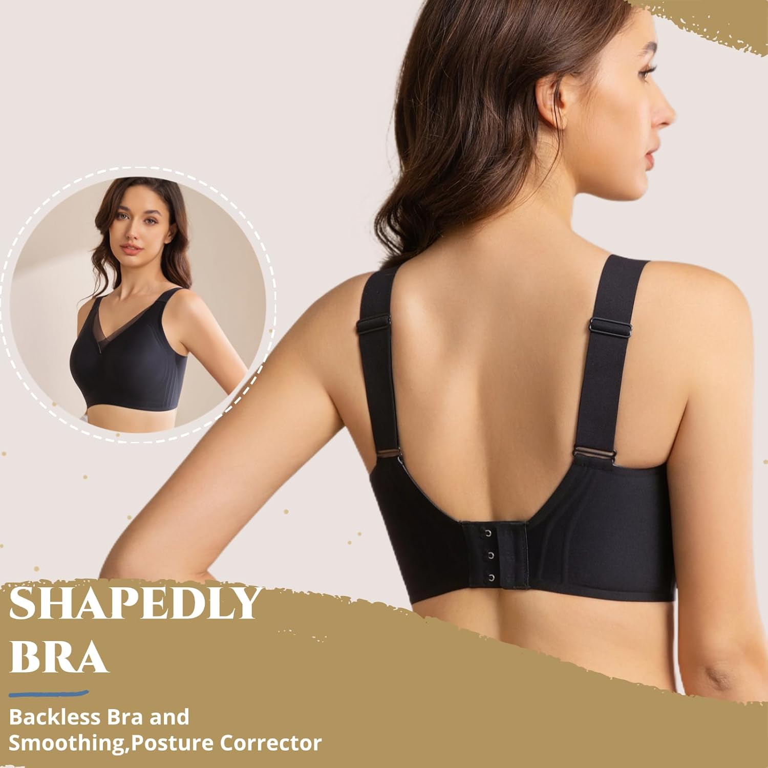 Posture Corrector for Women Push Up Bra with Support(Black,34DD) - Image 2