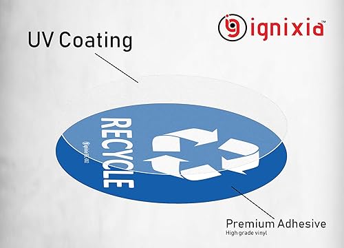 Miniatura 3 de IGNIXIA Pegatinas de reciclaje y basura, calcomanías de reciclaje, calcomanías de reciclaje, calcomanías de símbolos de basura de 4 x 4 pulgadas,