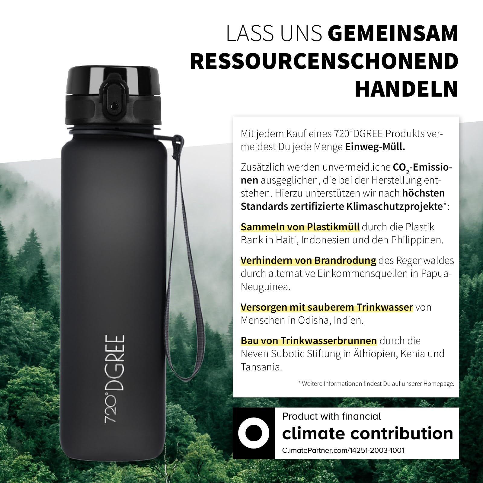 720°DGREE Trinkflasche “uberBottle“ 350ml, 500ml, 650ml, 1l softTouch +Früchtebehälter - Auslaufsicher, BPA-Frei - Schmale Wasserflasche für Kinder, Schule, Sport, Fahrrad, Gym, Fitness, Outdoor - 5