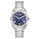 Silver-Tone and Blue Textured Analog Watch