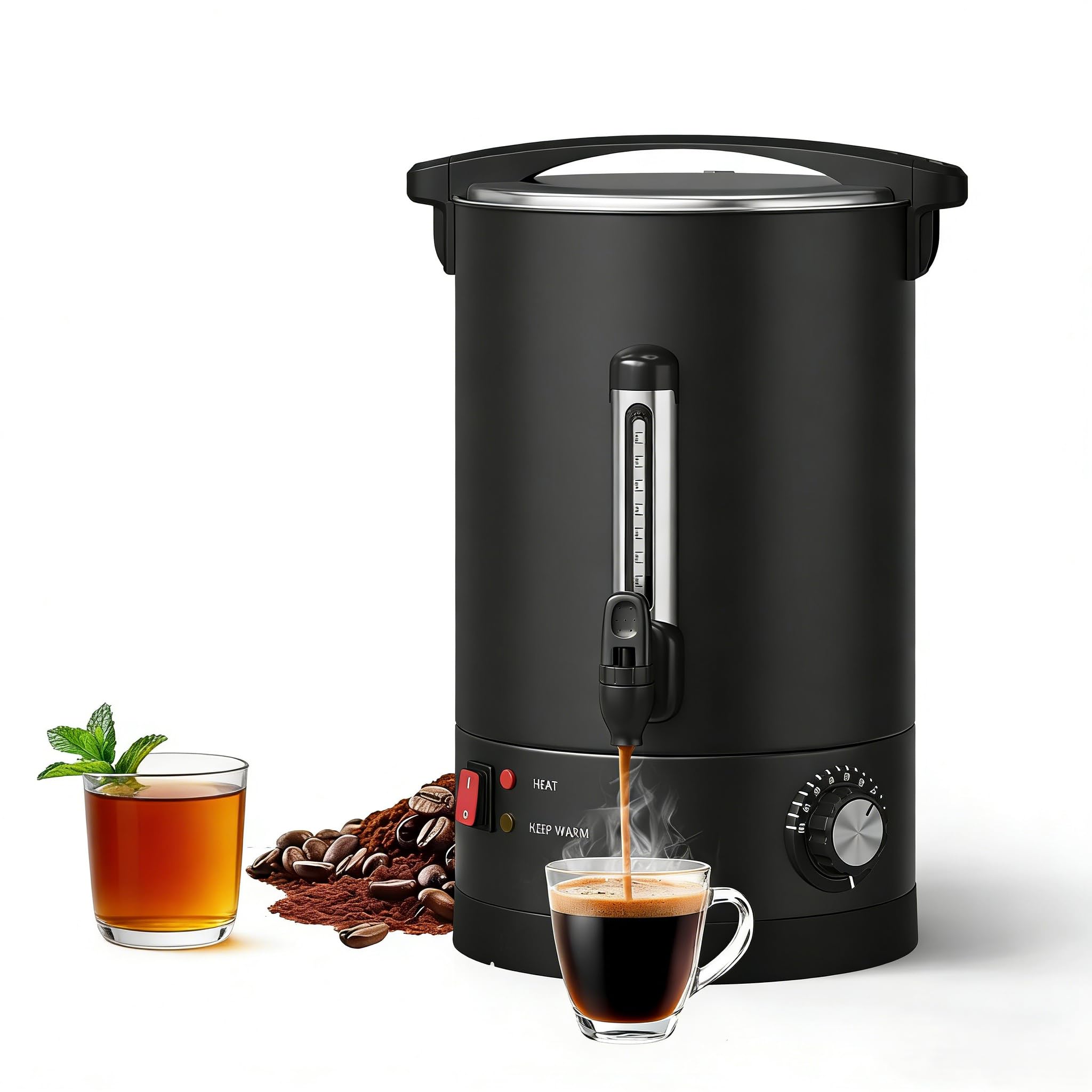 PioneerWorks 14 L/100 Cups Coffee Urn, Double-Wall Stainless Steel Coffee Maker Hot Water Urn, Large Capacity Hot Coffee Dispenser, Quick Brew, Stays Hot for Tea &amp; Beverage at Events &amp; Catering
