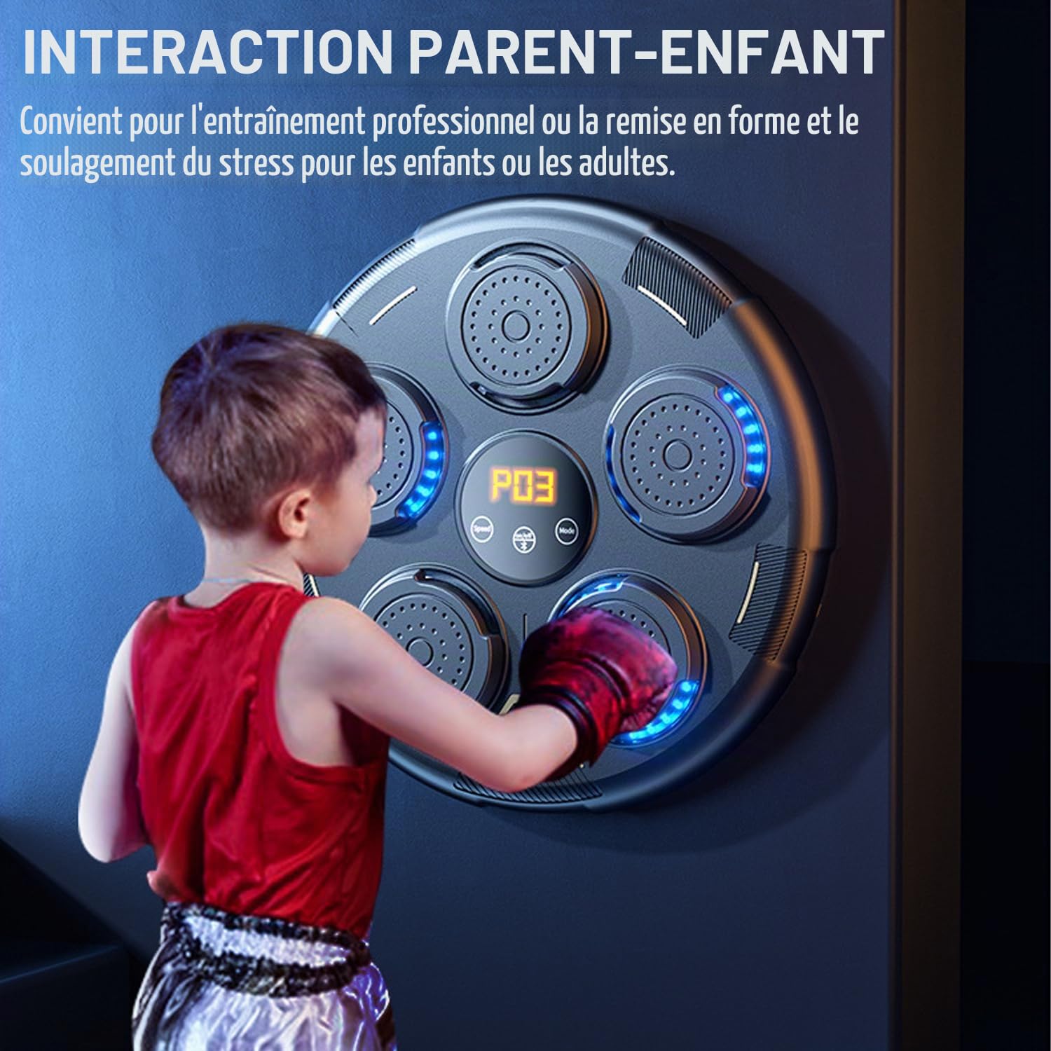 Music Boxing Machine, Boxe Mural Musique Intelligente Bluetooth, Machine de Boxe Musicale, Articles D'entraînement pour Boxe, Réaction Oculaire et Coordination pour Enfants et Adultes