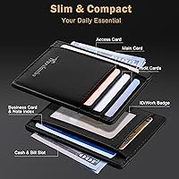 Vista 81 de Travelambo Billetera delgada con bolsillo delantero y clip para el dinero con bloqueo de identificación por radiofrecuencia, talla única
