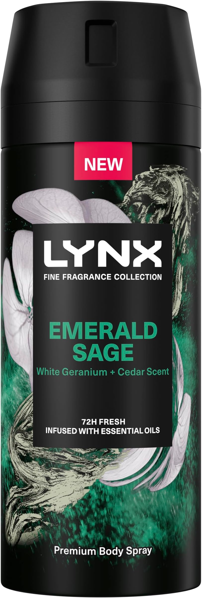 Fine Fragrance Collection Emerald Sage Premium Deodorant Body Spray Antiperspirant for 72 hours of freshness, infused with sage, cedar & patchouli essential oils 150 ml