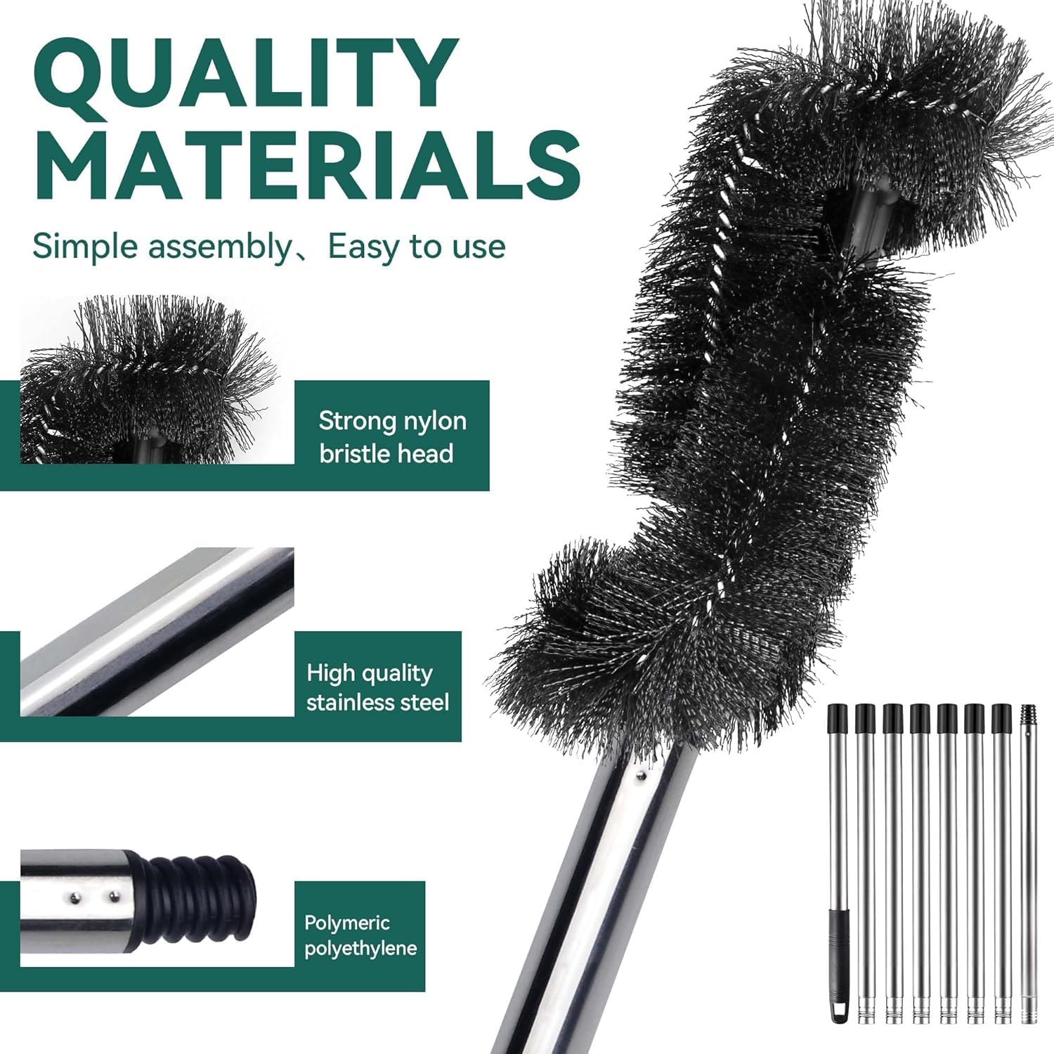 Sonhomay Gutter Cleaner Brush 14 feet Telescopic Long Gutter Cleaning Brush Roofing Tool Bendable Cleaner Ability to Easily Clear roof Leaves - Image 4