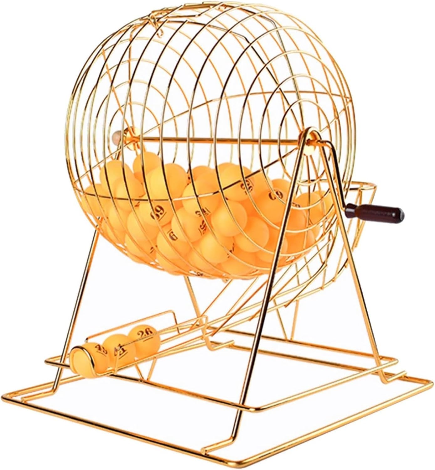 Metal Bingo Cage Wheel - Manual Lottery Machine with 200 Ball Capacity for Large Groups, Parties & Entertainment Venues(Gold)