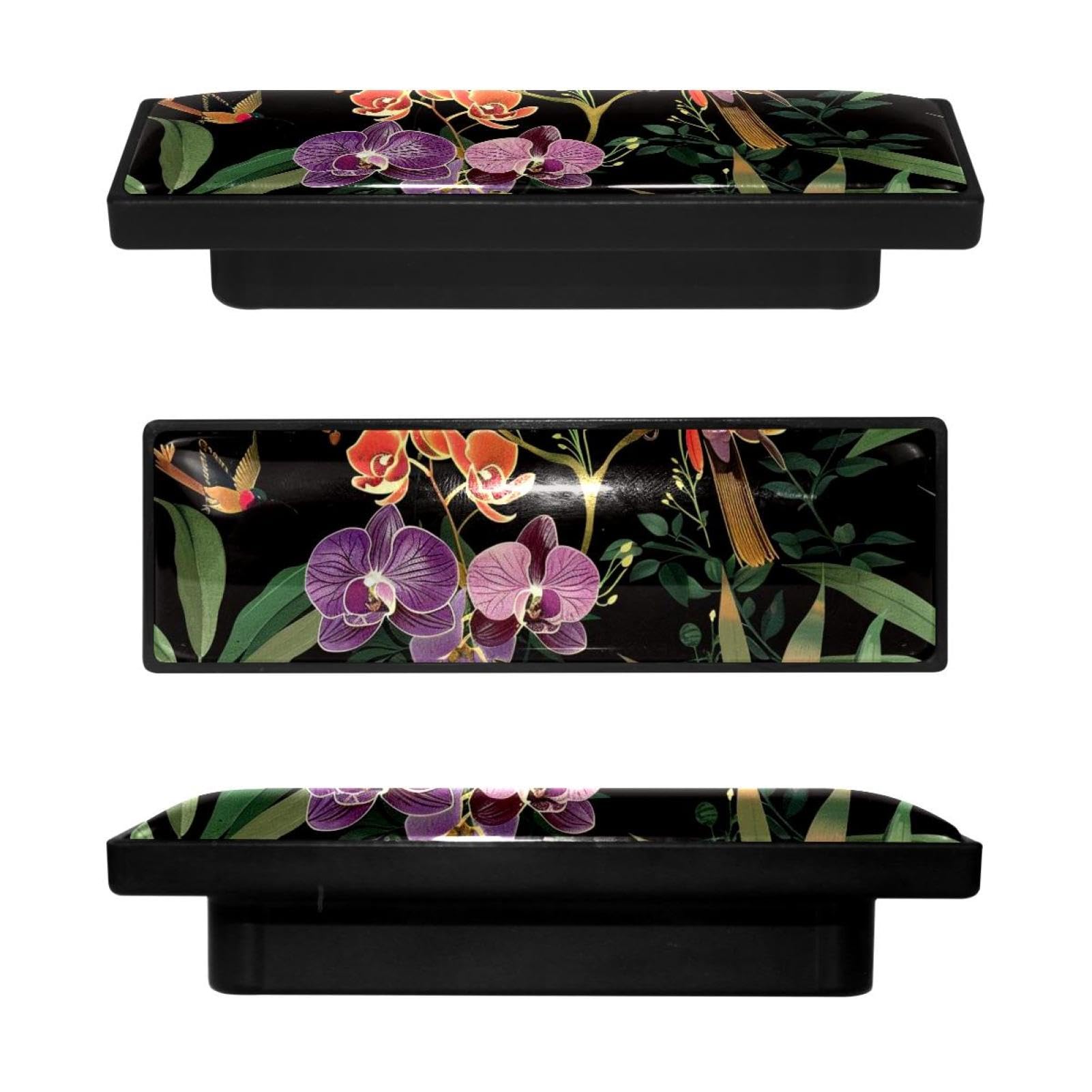 Boutons de placard rectangulaires ergonomiques imprimé oiseaux pour tiroir