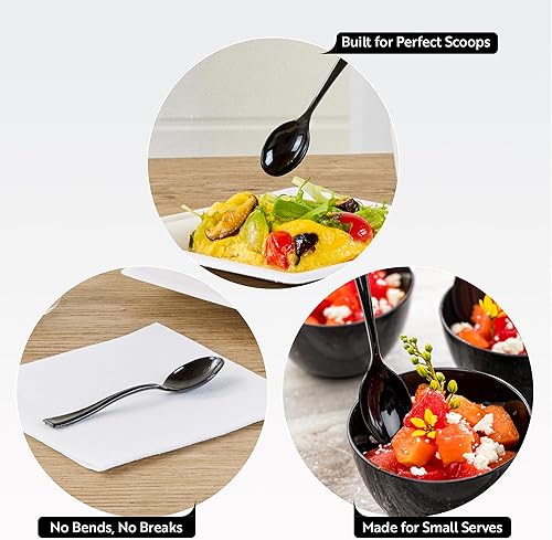 Miniatura 3 de Restaurantware Mini cucharas desechables de 4 pulgadas, 100 cucharas pequeñas desechables, par de alta resistencia con aperitivos o postres,