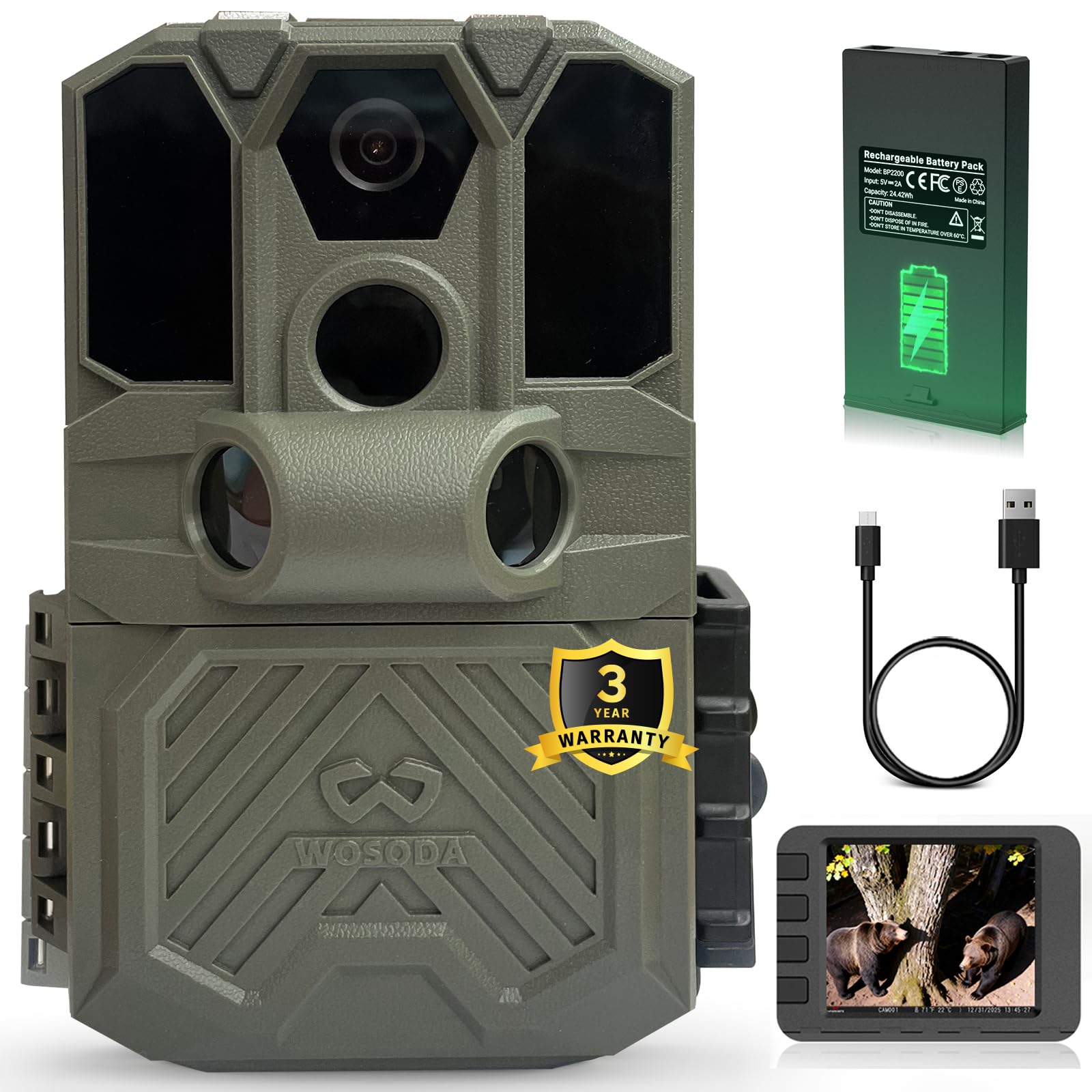 Amazon.com: WOSODA Rechargeable Trail Camera (Non-Cellular, Non