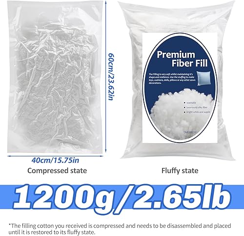 Miniatura 2 de Relleno de fibra de poliéster de 42.33 oz2.6 libras, relleno de fibra de alta resistencia, relleno de pelusa para manualidades de animales de