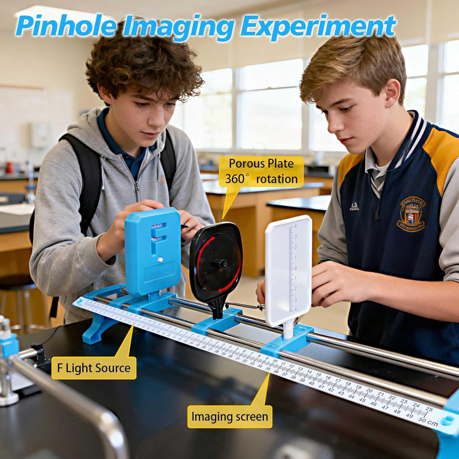 Physics Optics Experiment Kit for Lab - Light Refraction/Reflection, Convex Lens, Pinhole Imaging & Light Primary Colors Exploration Science Educational Set for Hands-On Learning