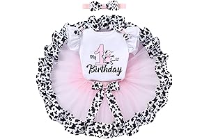 AFAVOM Farm Cow First Birthday Outfit for Baby Girl