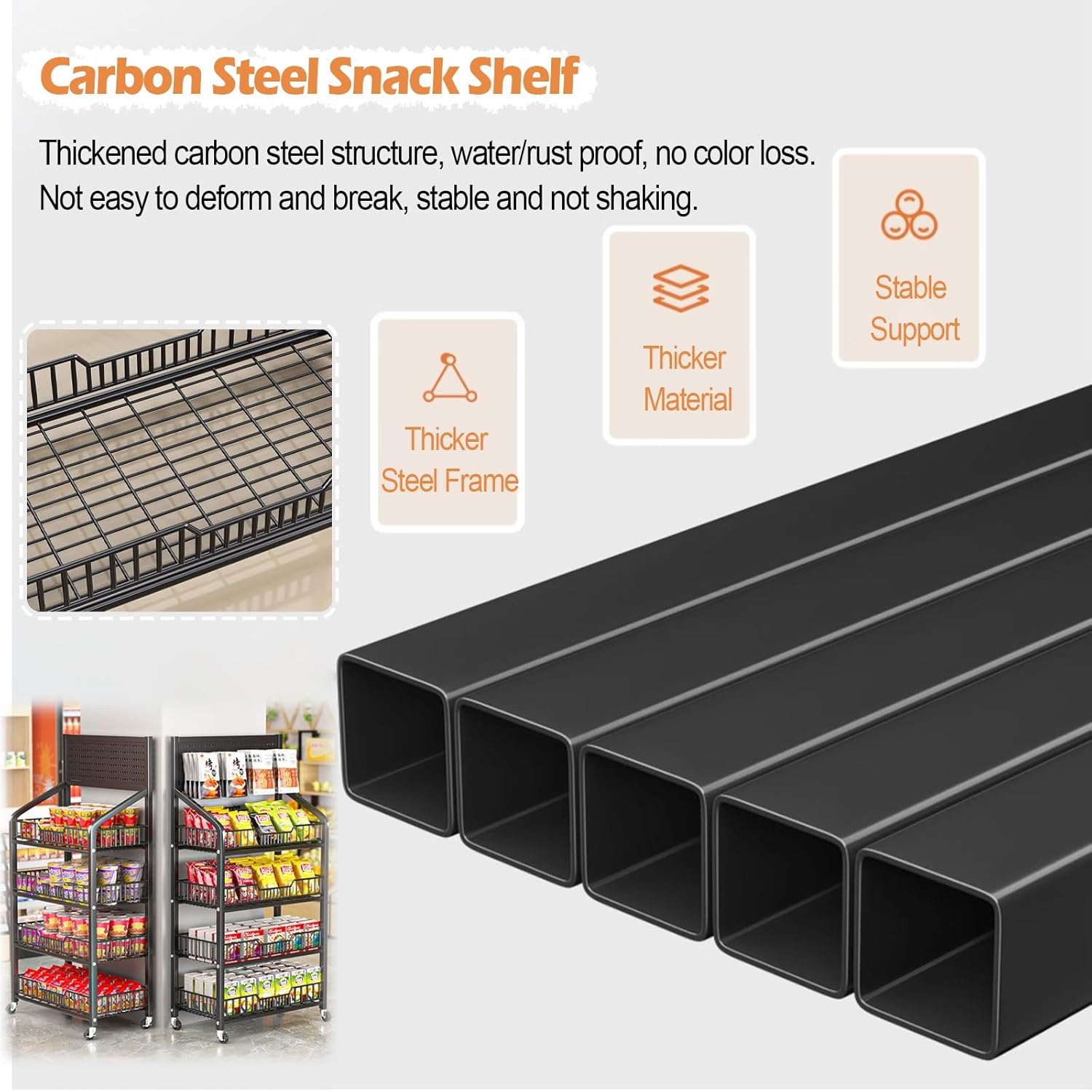 Snack Shelf Organizer Supermarket Retail Snack Display Shelf, Freestanding Large Potato Chip Rack Holder for Home/Convenience Store/Market, Office Candy Organizer Stand(50x27cm/19.7x10.6in)