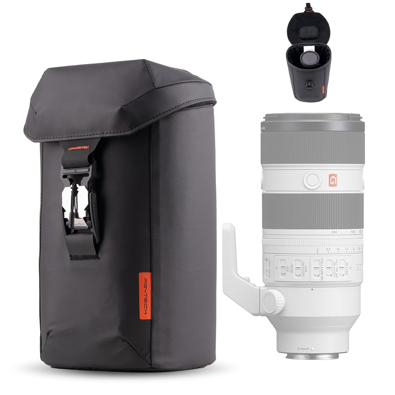 Camera Lens Bag, Magnetic Buckle Camera Lens Case, Water Resistant Protective Lens Pouch for DSLR Camera Lens, Thick Camera Lens Bag for Sony, Nikon, Canon Size L