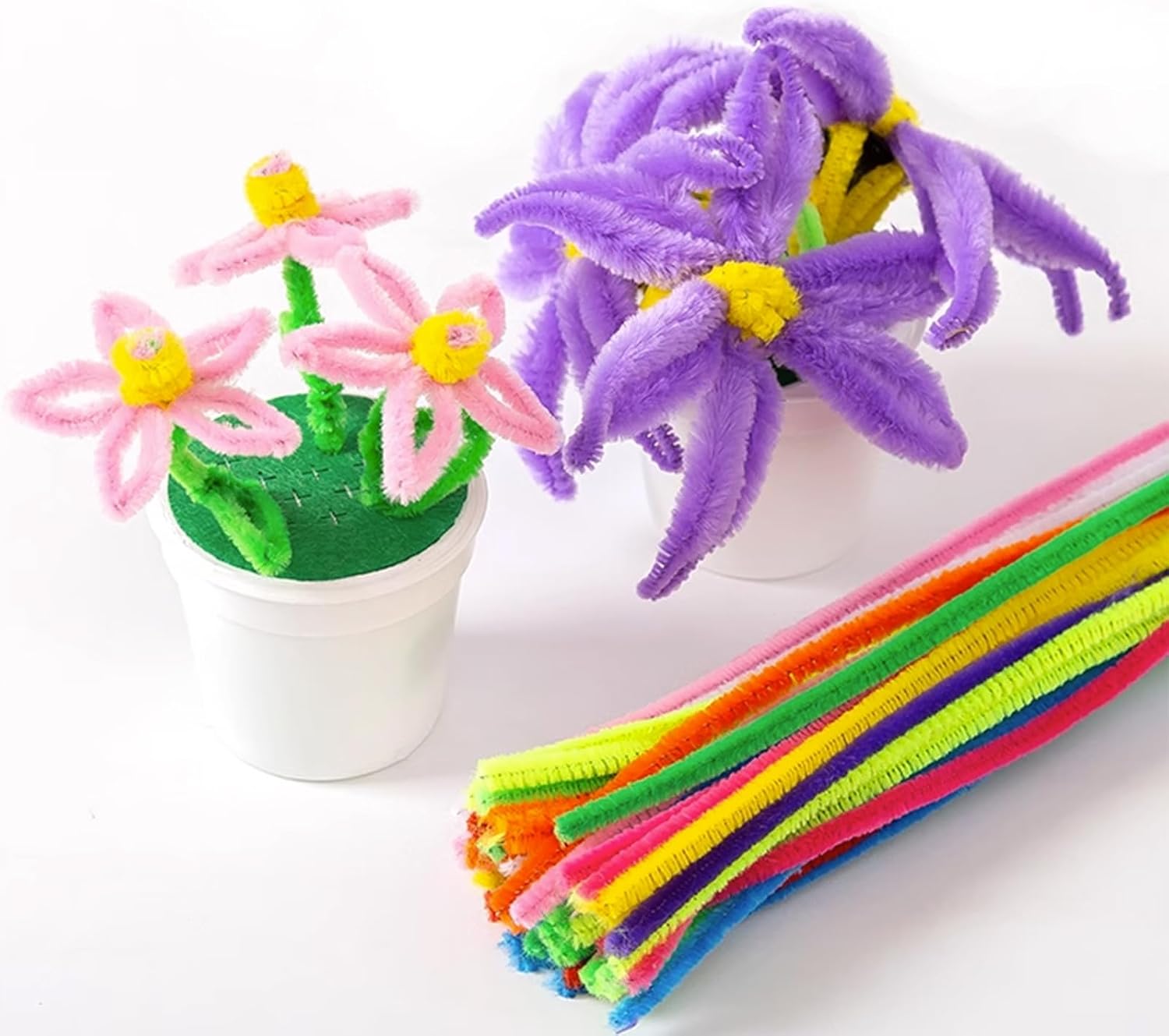 WOPPLXY 1200 Pieces Pipe Cleaners Craft Supplies, Multi-Color Chenille Stems, 20 Colors Craft Pipe Cleaners Bulk for DIY Art and Craft Projects(6mm x 12 Inch)