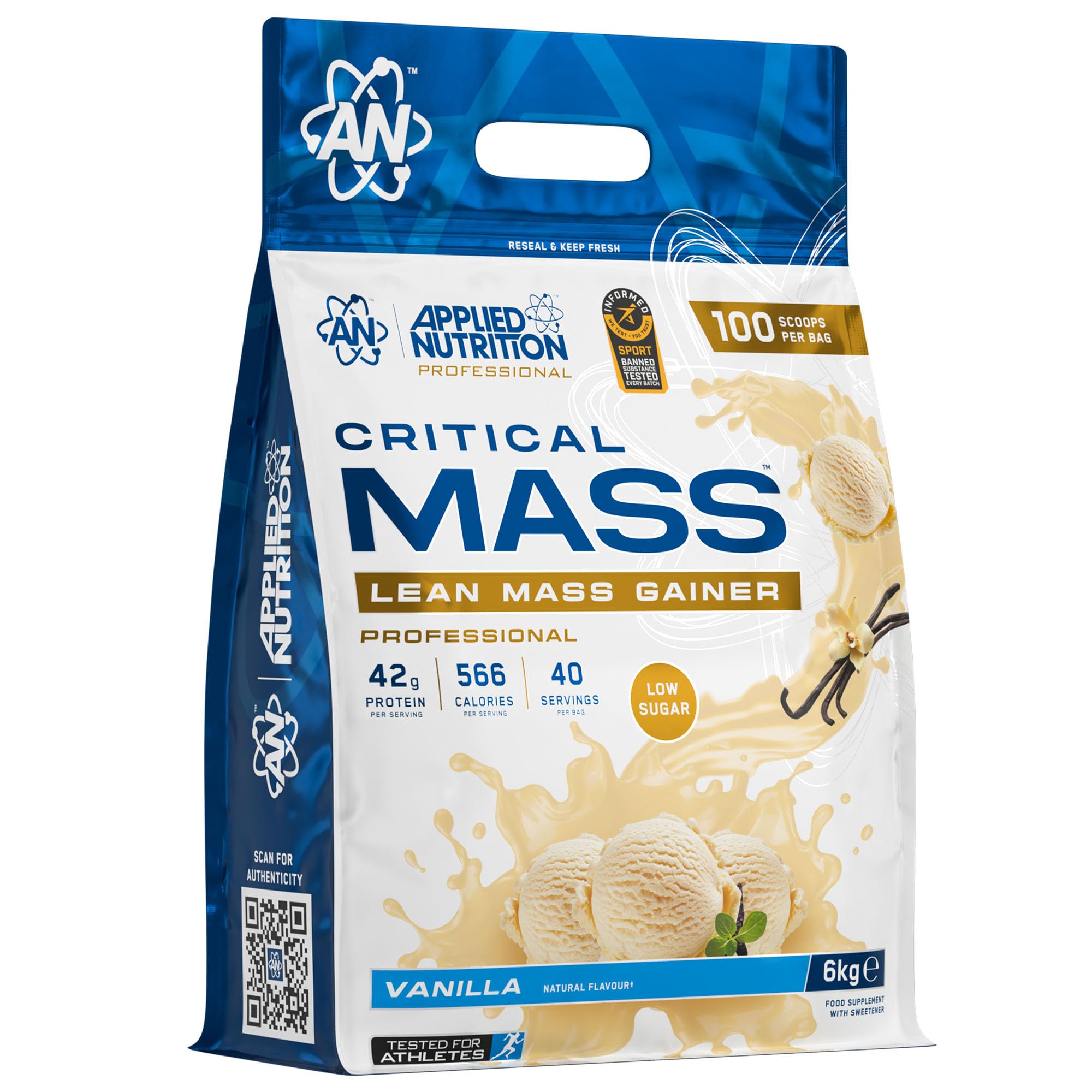 Applied Nutrition Critical Mass Professional (6000g) Vanilla - Przyrost masy ciała - Z kreatyną