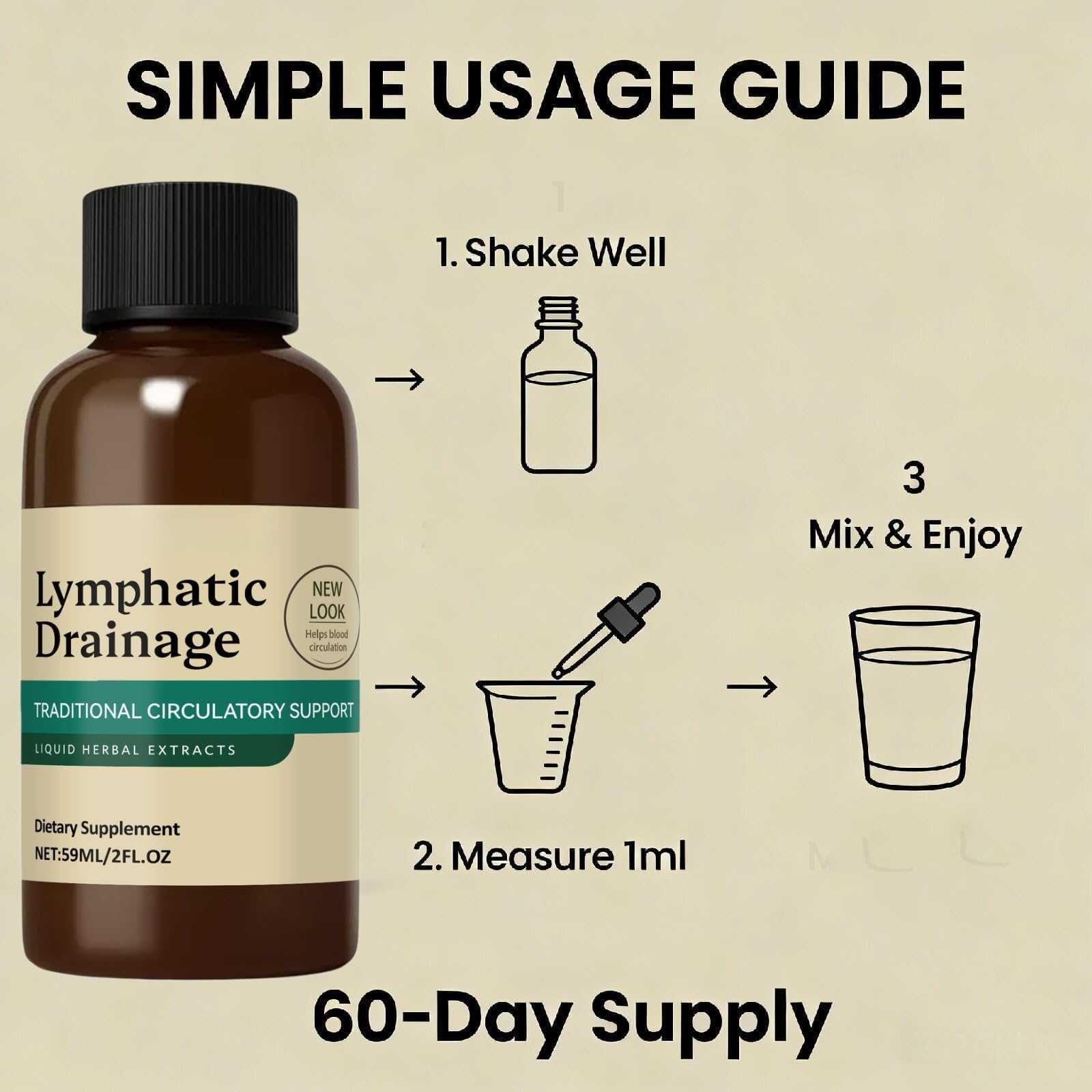 Gouttes de drainage lymphatique, draine naturellement les gonflements du visage, extrait naturel, abdomen et jambes, nettoie le système lymphatique pour homme et femme
