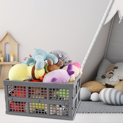 Miniatura 6 de Caja de plástico plegable de 32 L, paquete de 3 cestas plegables de almacenamiento