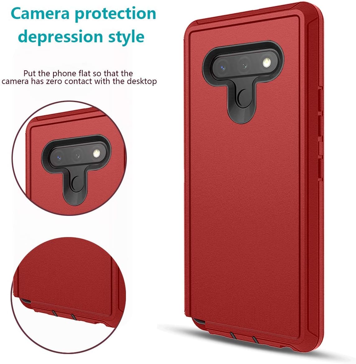 ONOLA Compatible with LG Stylo 6 Case with HD Screen Protector (2 Pack),LG Stylo 6 Phone Case Full Body Rugged Durable Shockproof Dust Proof 3 in 1 Cover for LG Stylo 6(Red-Black)