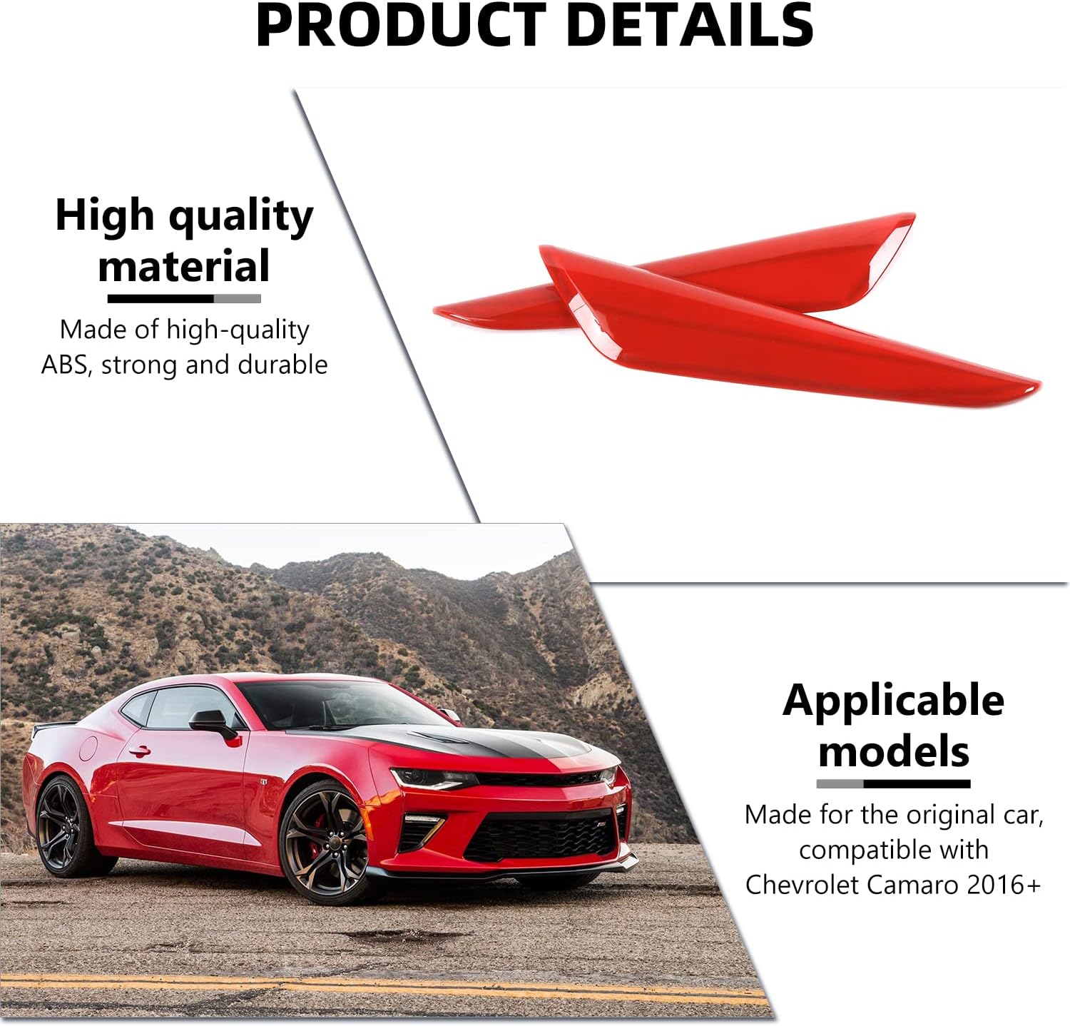 Inner Door Panel Armrest Cover, Interior Door Panel Trim Compatible with 2016-2023 Chevrolet Camaro Interior Accessories, Red