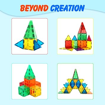 Gemmicc Magnetic Tiles Building Blocks, Magnet Toys for Kids, STEM Approved Educational Toys,3D Magnet Puzzles Stacking Blocks for Boys Girls,63 PCS Classic Set