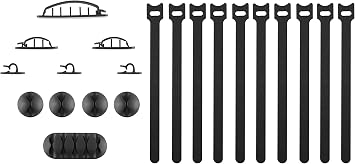 Link2Home 21-Piece Cable Management Kit for Desks and Offices, Cord Organizer with Cable Ties, Clamps and Clips, Under Desk Cable Management for Power Cords, Charging Cables and Wires
