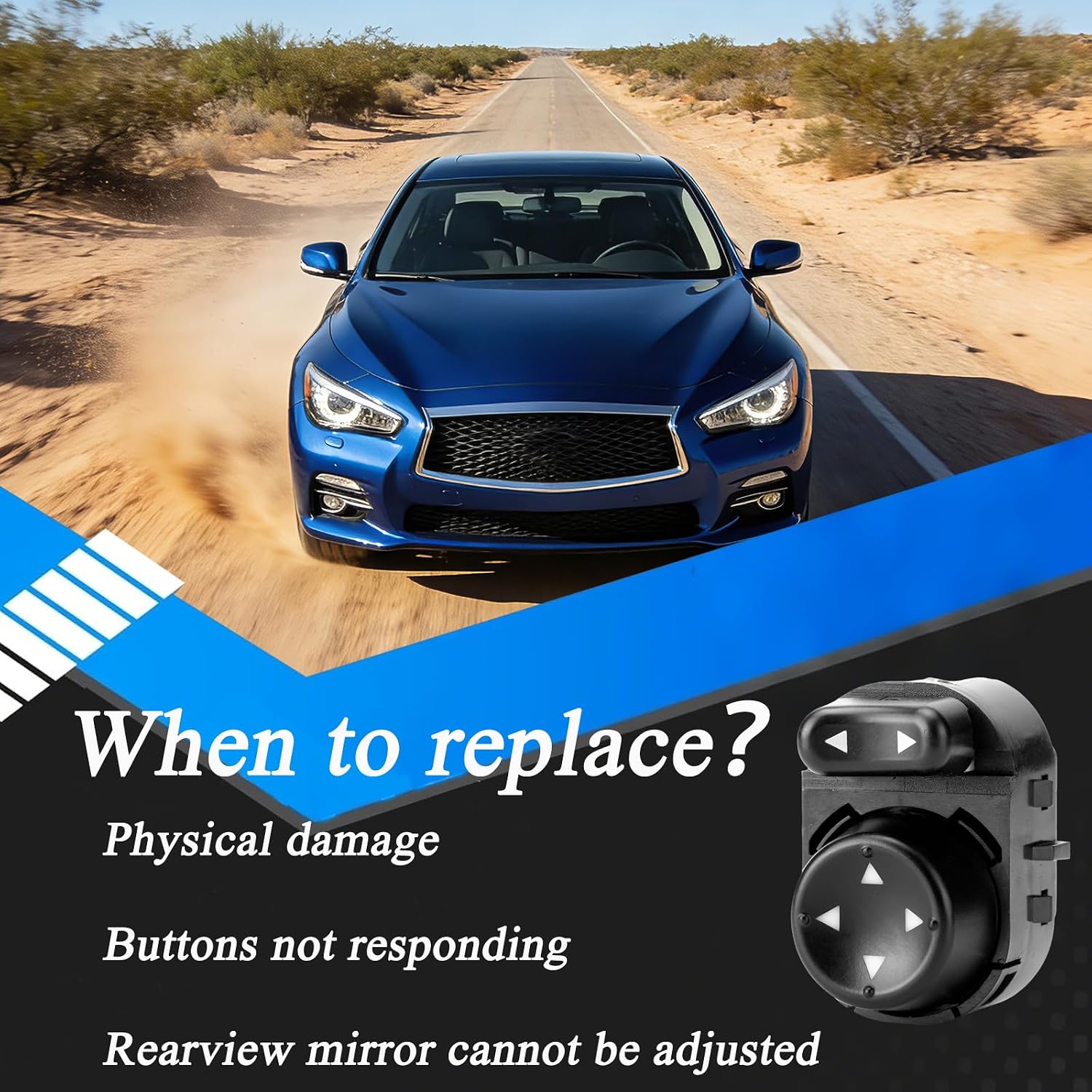 15261340 Left Driver Power Mirror Switch Control Compatible with Chevrolet HHR 2006-2011 Impala 06-13, Replaces 15261342, 10340141, 22626478, 901116
