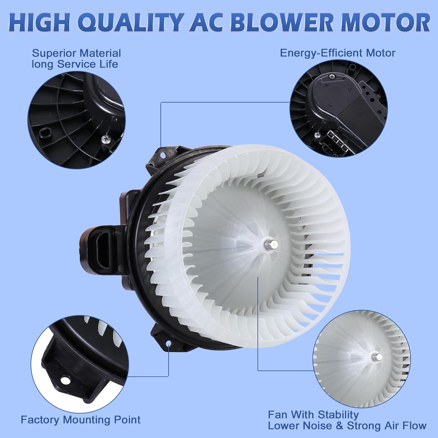 AC Heater Blower Motor Assembly with Fan Cage 68232372AC, 87103-0E040, 87103-60400 Compatible with Toyota Camry 4Runner Tundra Avalon Highlander Dodge Journey Lexus ES300h ES350 GX460