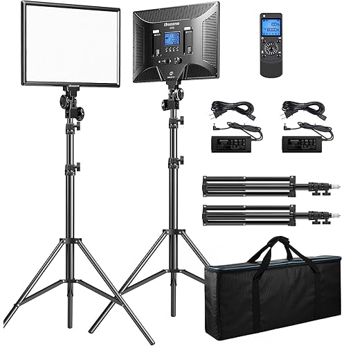 D50 LED Video Light Panel Lights 15.4", 2 Packs 45W 3000K-8000K Bi-Color Dimmable Photography Lighting, CRI 96+ Videography Lighting for Video Shooting/Gaming/Live Stream/Studio/Film