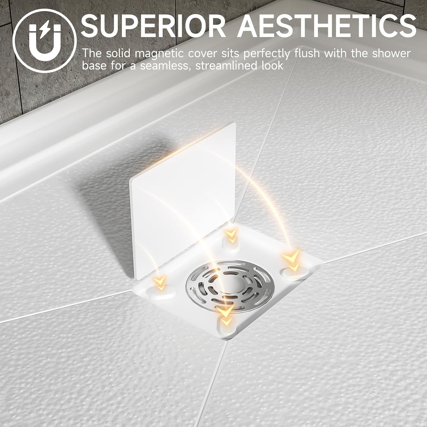 60" L x 36" W Shower Pan Base, Center Drain Acrylic Shower Base with Single Threshold, Bathroom Shower Floor Rectangle Shower Pan, Non-Slip Textured Surface, White