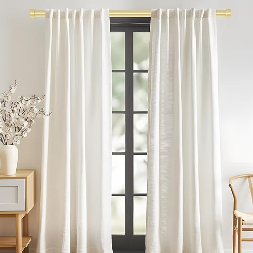 Miniatura 2 de Paquete de 2 barras de cortina doradas para ventanas de 18 a 45 pulgadas (1.5-3.75 pies), barras de cortina de 1 pulgada de diámetro con remates de