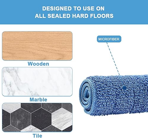 Miniatura 2 de Generic Almohadillas de limpieza de microfibra para trapeador Bona, paquete de 6 unidades, seguras para suelos de madera dura y superficies duras,