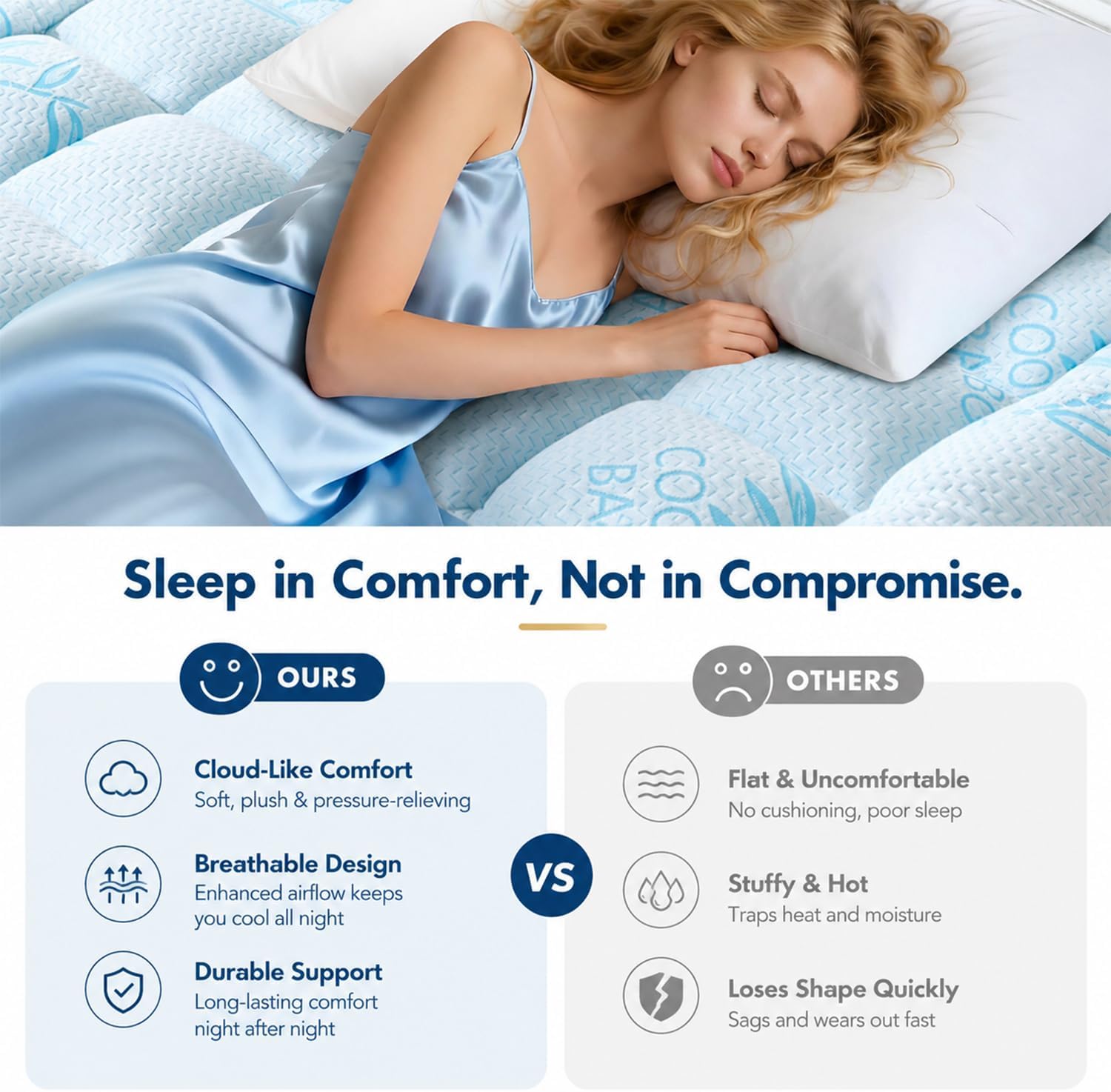 Queen Size Mattress Topper, Extra Thick Pillow Top Mattress Pad